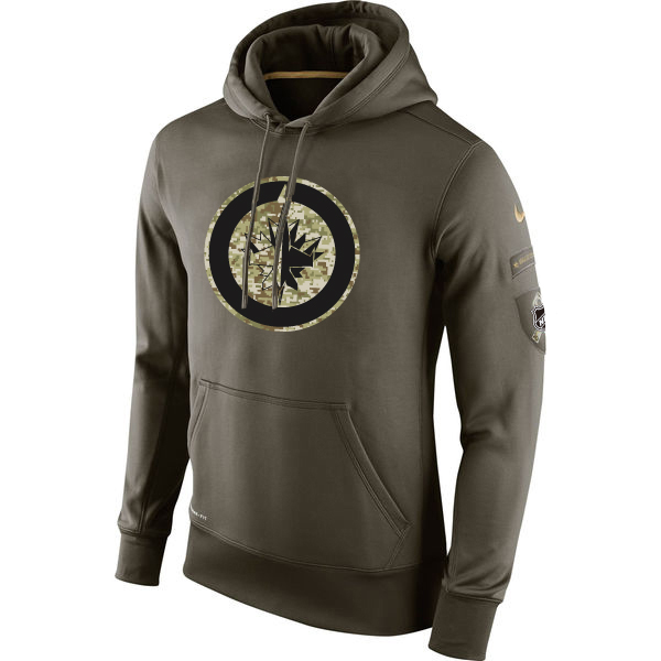 Men NHL Winnipeg Jets Nike Olive Salute To Service KO Performance Hoodie Green->winnipeg jets->NHL Jersey